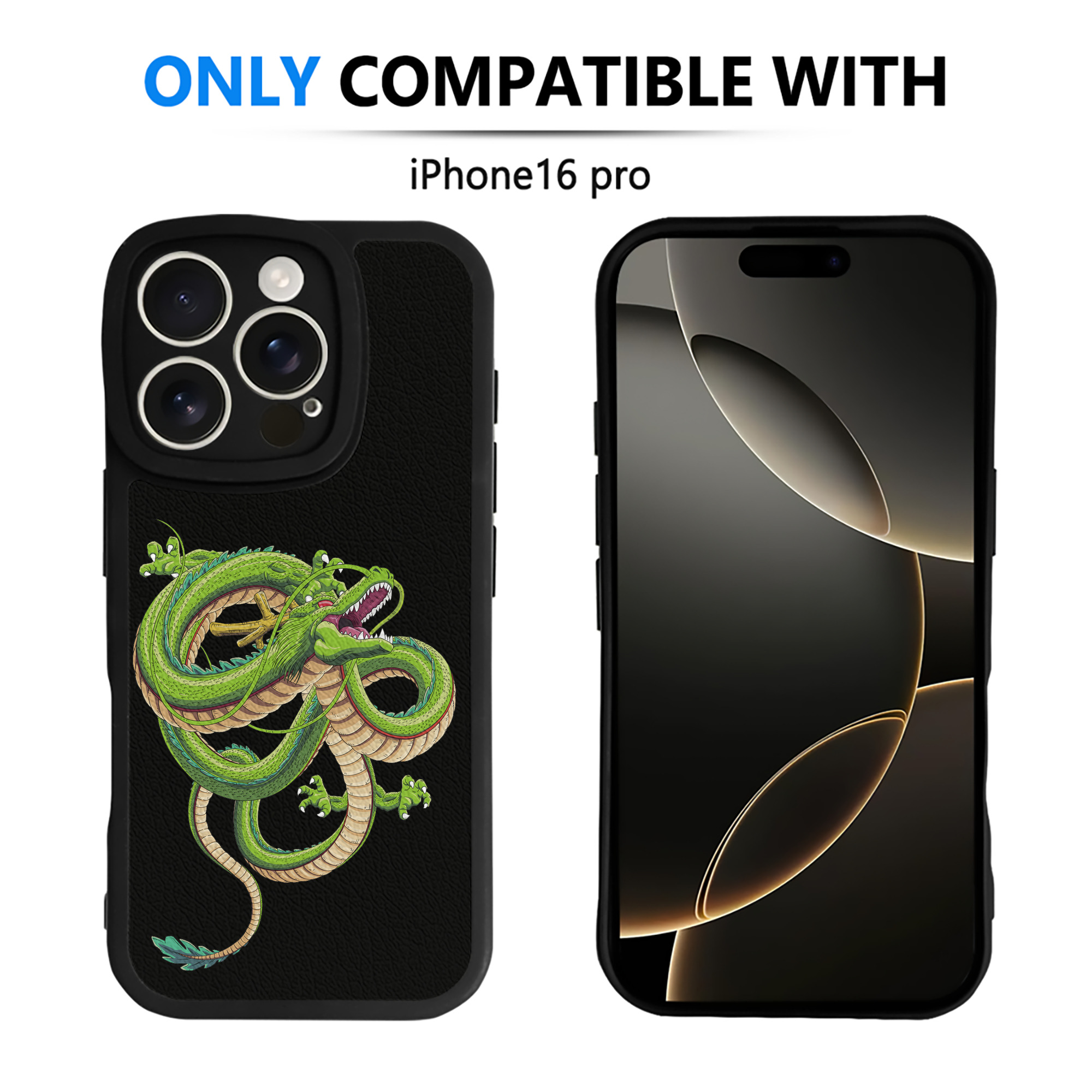 （画像用） ドラゴンボール 神龍 シェンロン DRAGON BALL Shenron 【iPhone 16シリーズ対応】シリコンスマホケース（レザー調） 材質：シリコン
